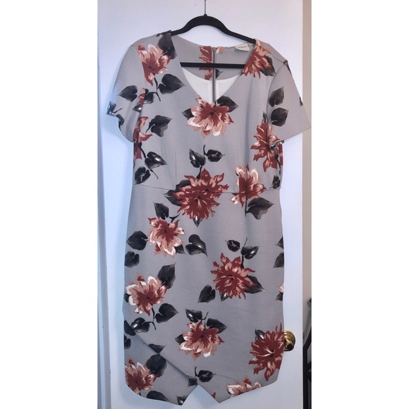 Junarose Dove Grey with Red and Light Coral Dress - Picture 1 of 4